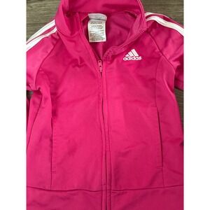 Adidas Girls Pink 3-Stripe Full Zip Track Jacket Size 4T Kids Activewear